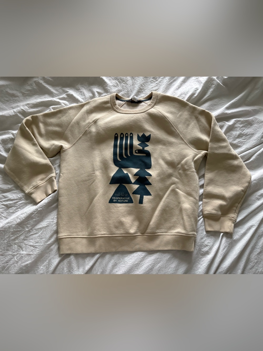 REI Co-Op Cream Graphic Crewneck Sweatshirt Lg